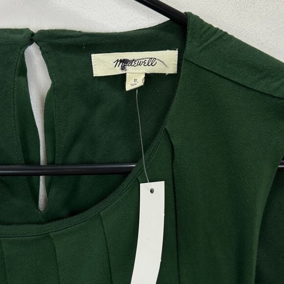 Madewell Sleeveless Crewneck Bubble Top Cotton Pleated Draped Green Small NWT - Picture 13 of 13